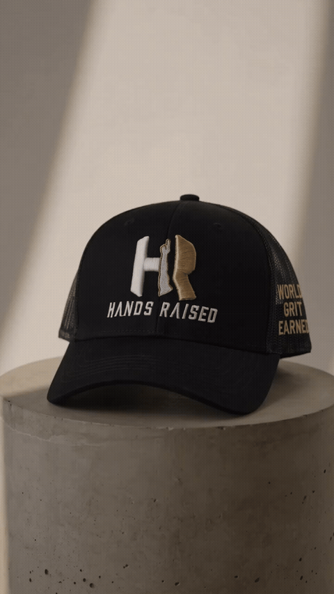 Hands Raised Adults 3D Embroidered Snapback Hat – Athletic Cap | Black